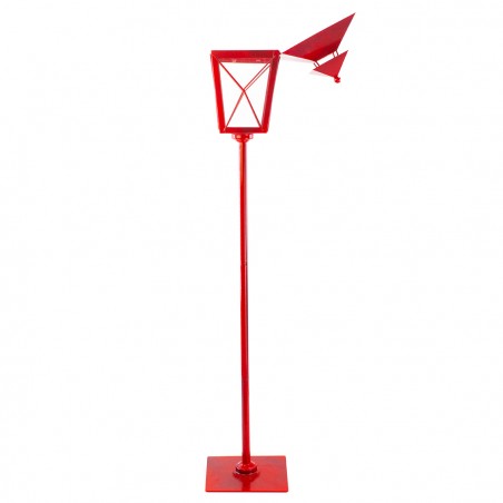 Lampione Rosso Di Natale 744013 Decorazione in Metallo E Vetro H106x18.5x18.5 C
