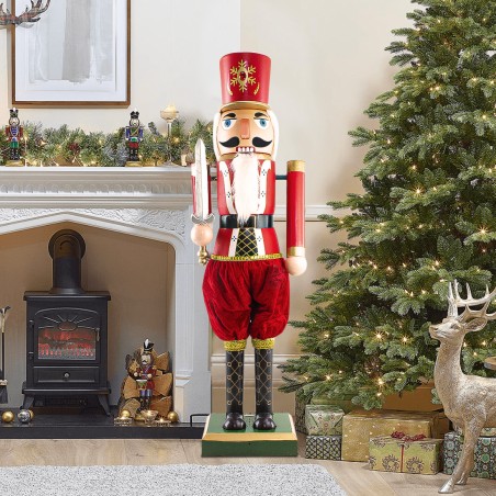 Soldato Schiaccianoci Gigante Rosso 392045 110 Cm Suoni, Luci E Movimento