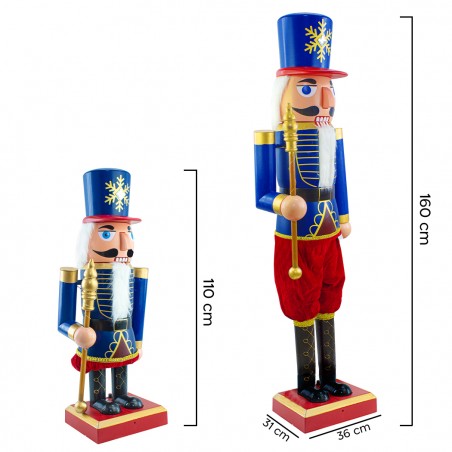 Soldatino Schiaccianoci Blu Gigante 392048 160 Cm con Musica, Luci e Movimento