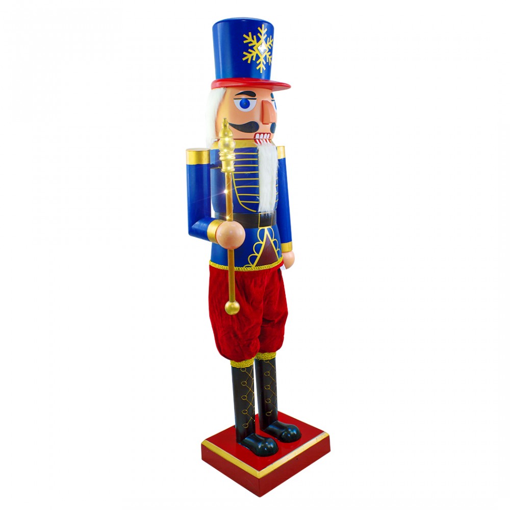 Soldatino Schiaccianoci Blu Gigante 392048 160 Cm con Musica, Luci e Movimento