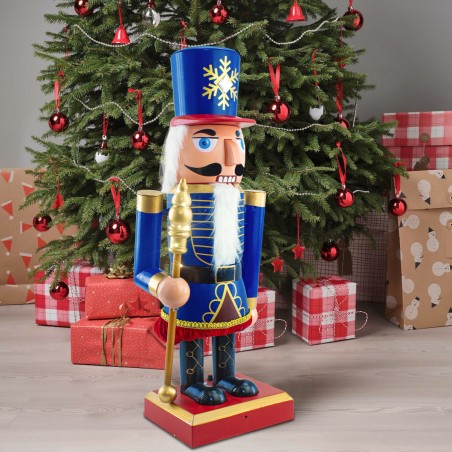 Soldatino Schiaccianoci Blu Gigante 392048 160 Cm con Musica, Luci e Movimento