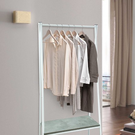 Stand Appendiabiti metallo 64x40xH150 cm con Scarpiera a 2 Ripiani per Ingresso