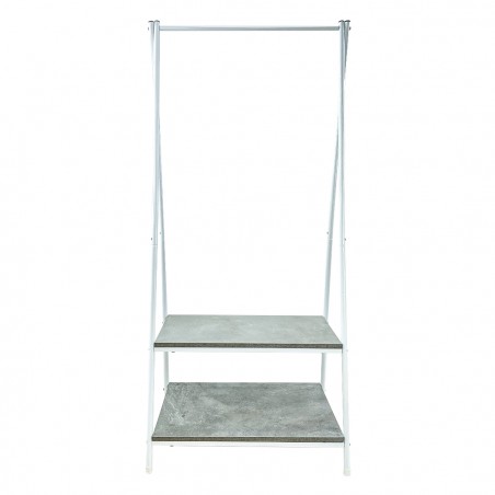Stand Appendiabiti metallo 64x40xH150 cm con Scarpiera a 2 Ripiani per Ingresso
