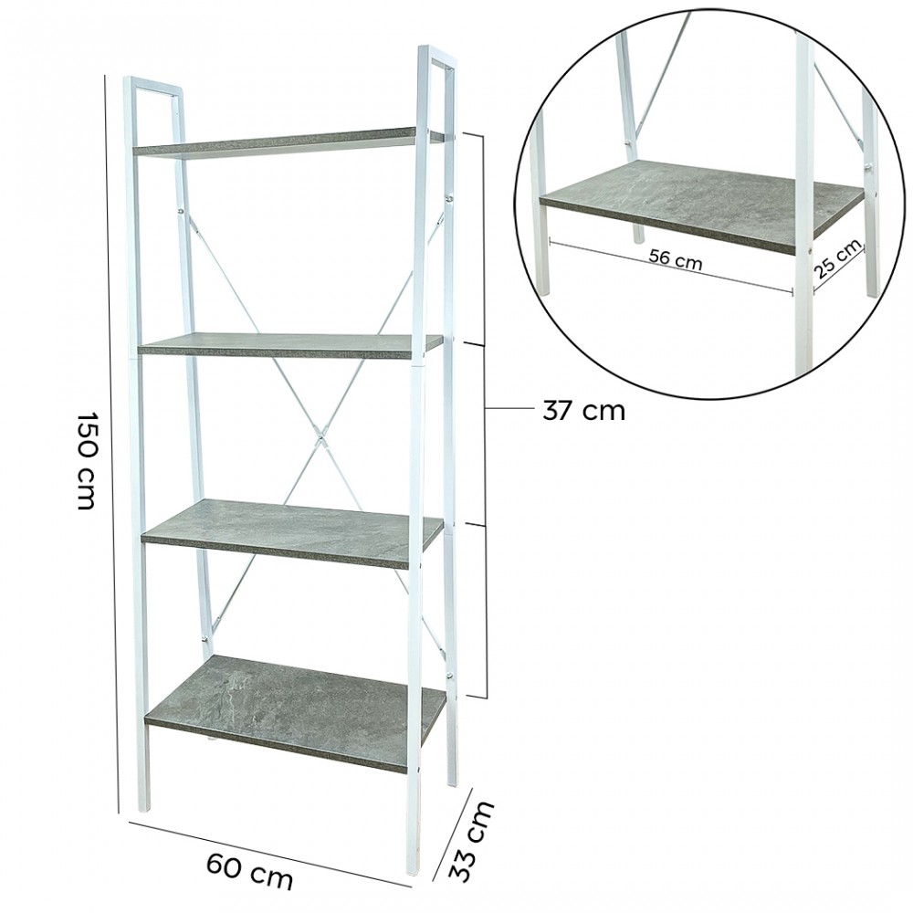 Libreria Scaffale Industrial in Metallo con 4...