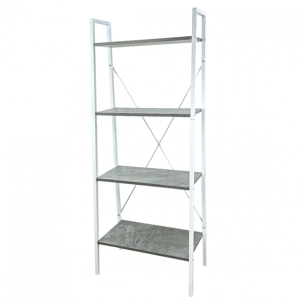 Libreria Scaffale Industrial in Metallo con 4 Ripiani Cemento 60 x 33 x 150 cm