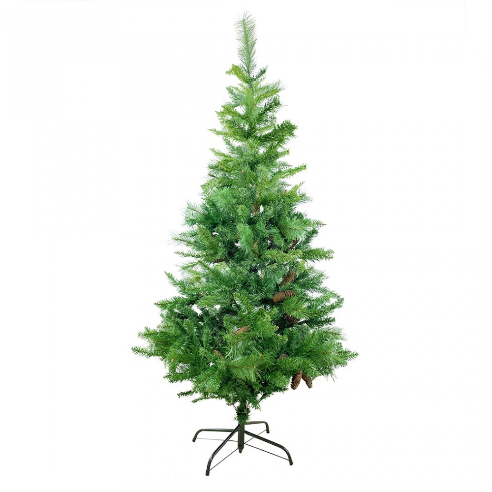 Albero di Natale 180H cm 164047 con Pigne e Rami Pieghevoli in PVC Artificiale