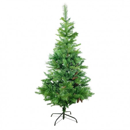 Albero di Natale 180H cm 164047 con Pigne e Rami Pieghevoli in PVC Artificiale