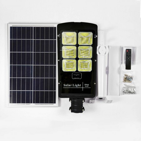 Faro Lampione con Pannello Solare 6 Led 500 W con Staffa e Telecomando
