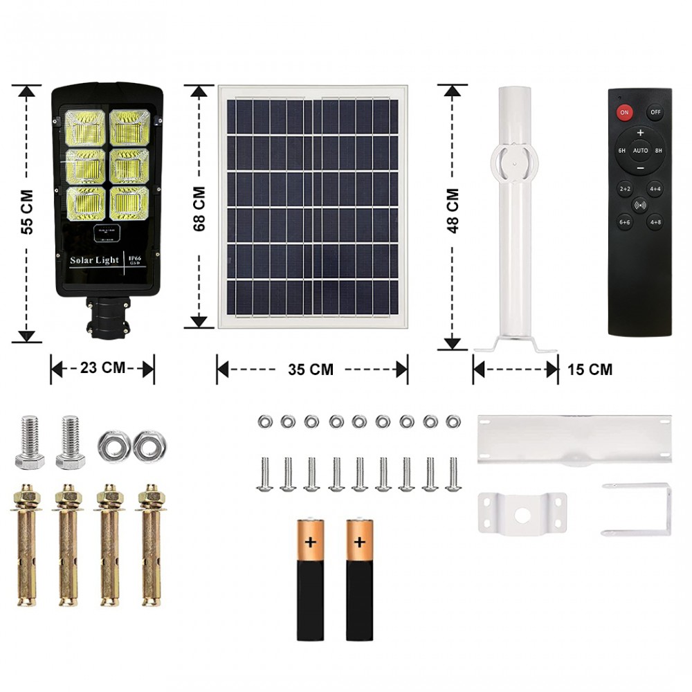 Faro Lampione con Pannello Solare 6 Led 500 W...