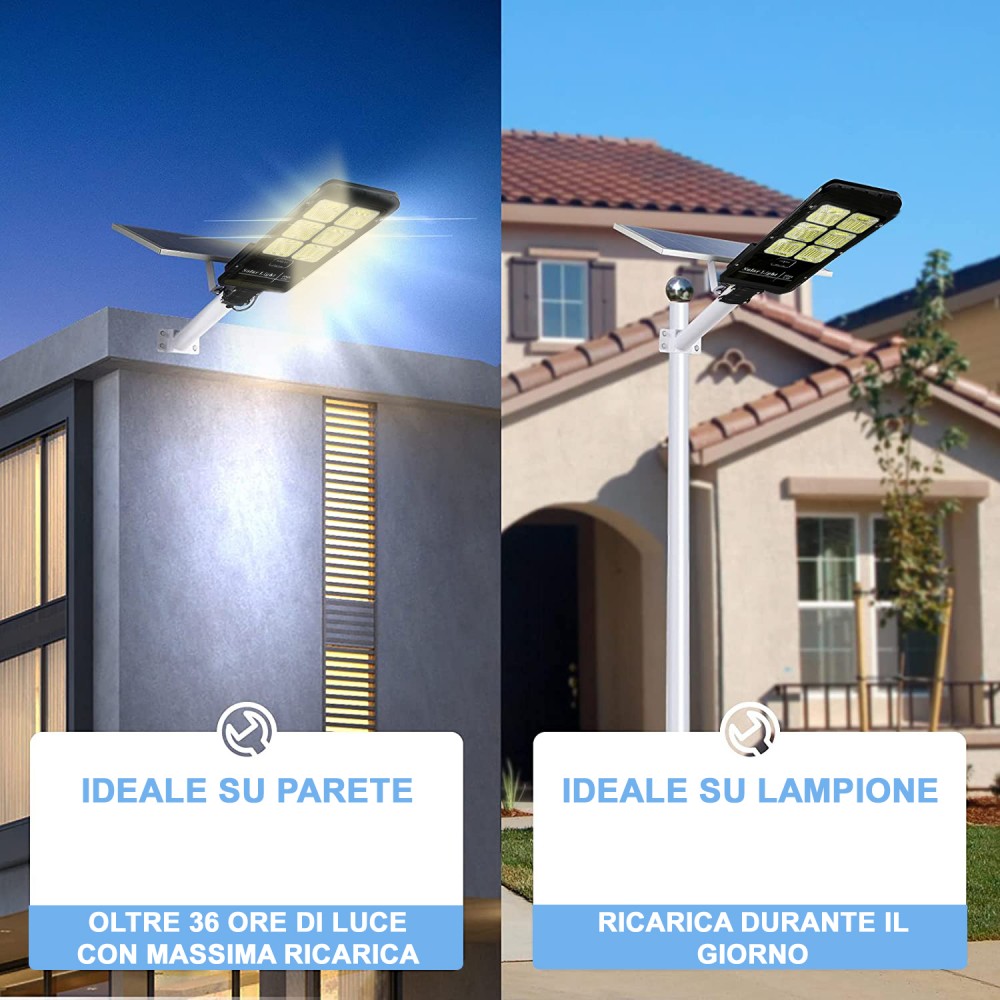 Faro Lampione con Pannello Solare 6 Led 500 W...