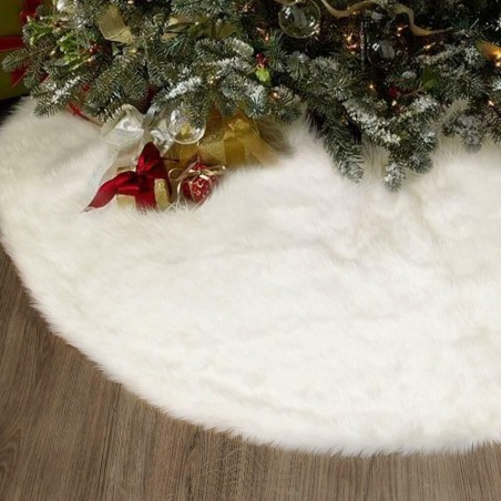 Tappeto per Albero di Natale Bianco Morbida Pelliccia 100cm Gonna Base Albero