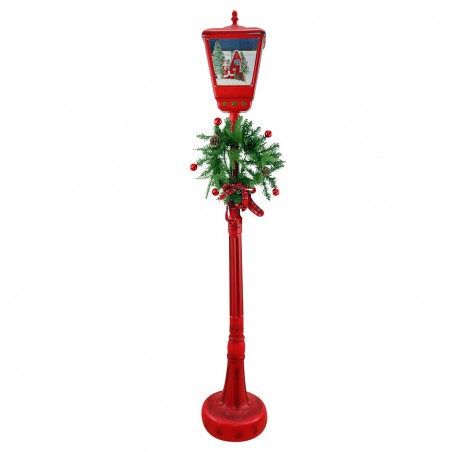 Lampione Rosso Natale H195 cm Decorazione 392040 Suoni Mini Lucciole e ghirlanda