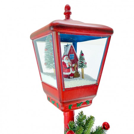 Lampione Rosso Natale H195 cm Decorazione 392040 Suoni Mini Lucciole e ghirlanda