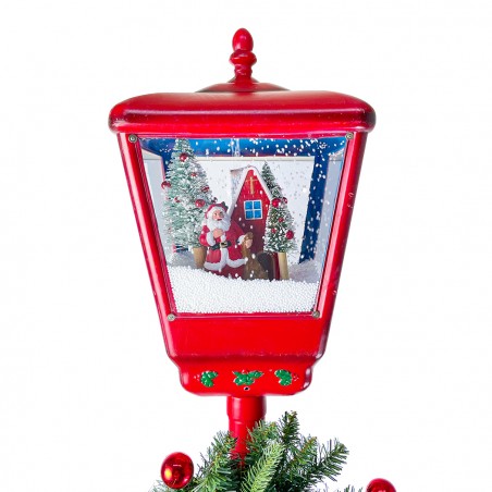Lampione Rosso Natale H195 cm Decorazione 392040 Suoni Mini Lucciole e ghirlanda