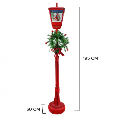 Lampione Rosso Natale H195 cm Decorazione 392040 Suoni Mini Lucciole e ghirlanda