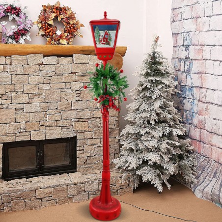 Lampione Rosso Natale H195 cm Decorazione 392040 Suoni Mini Lucciole e ghirlanda