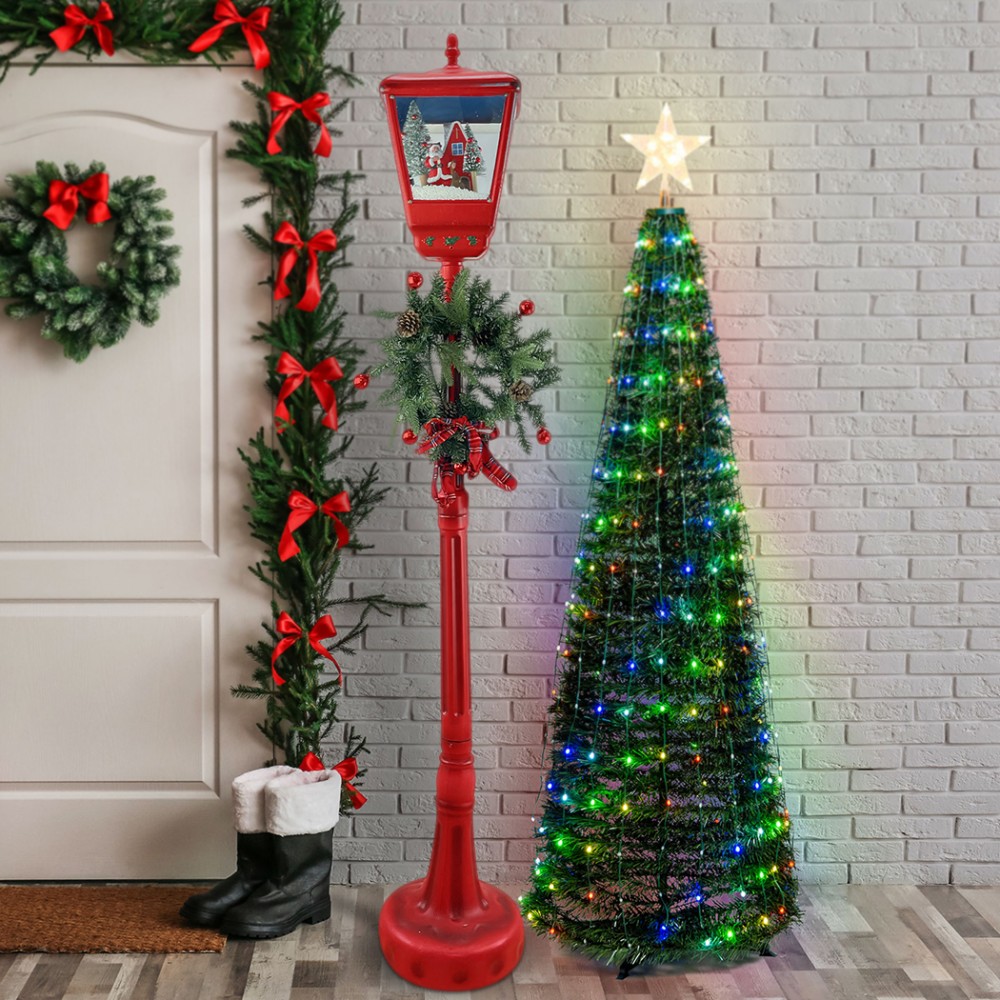 Lampione Rosso Natale H195 cm Decorazione...