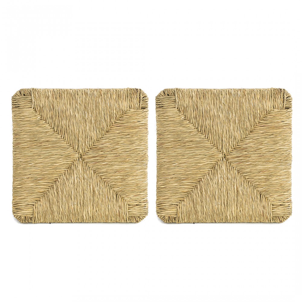 Kit 2 pz Ricambio Seduta 901 Paglia Naturale Telaio Fondo per Sedia Pisa 37x37cm