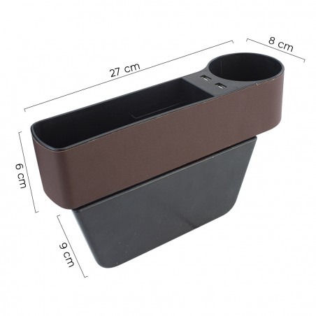 Vano Portaoggetti Laterale per Auto Tasca con 2 Porte USB e Portabicchieri