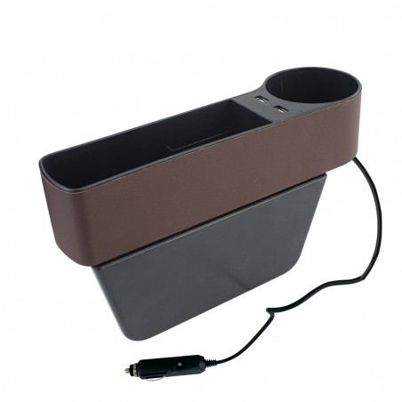 Vano Portaoggetti Laterale per Auto Tasca con 2 Porte USB e Portabicchieri