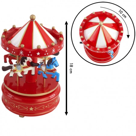 Giostrina Natalizia Carillon Legno 051376 con Musica Movimento a Corda 18x10H cm