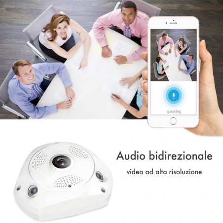 Telecamera di Sorveglianza Panoramica 3D VR CAM Visuale 360° Audio Wirless Wifi