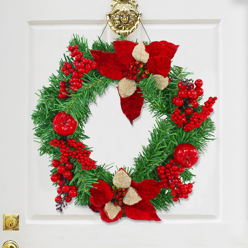 Ghirlanda Dietroporta Natalizia Tonda 35cm Ramo...