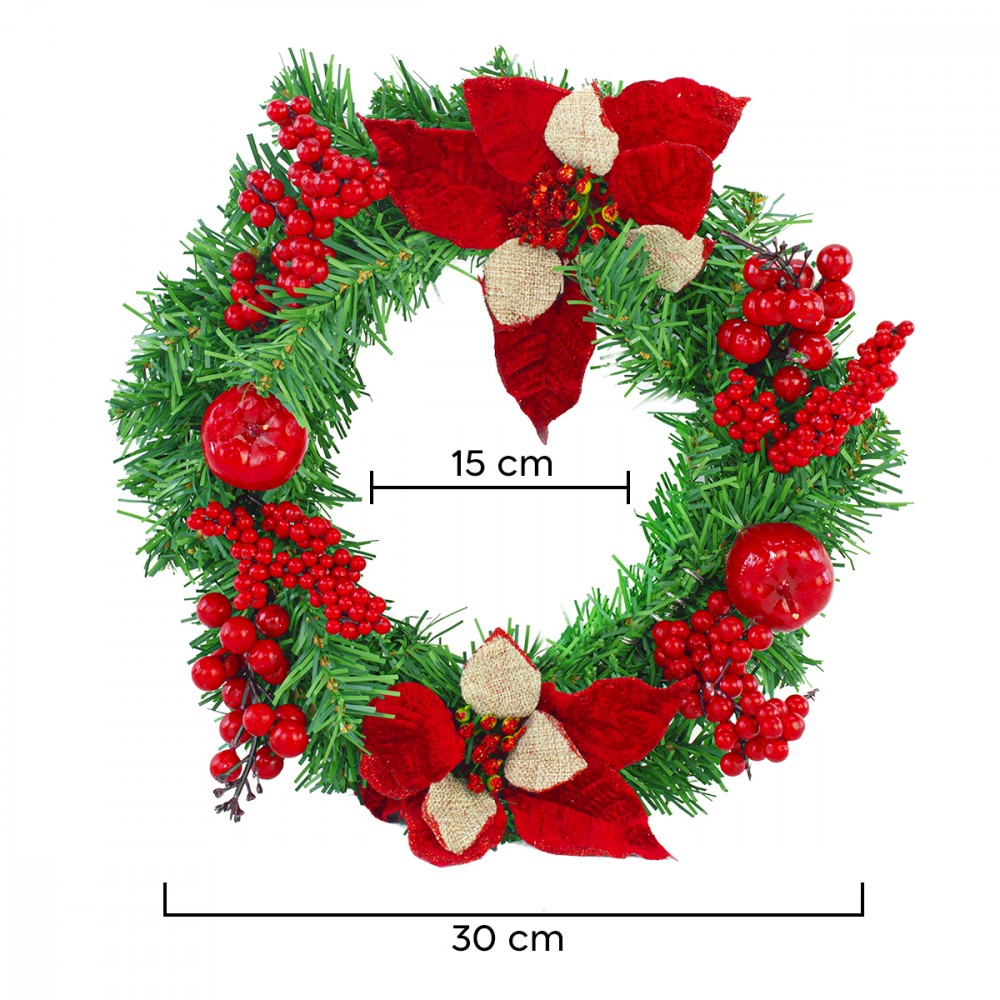 Ghirlanda Dietroporta Natalizia Tonda 35cm Ramo...