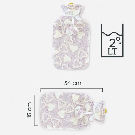 Borsa per Acqua Calda 567910 2L con Fodera in Morbido Peluche Riscalda e Rilassa