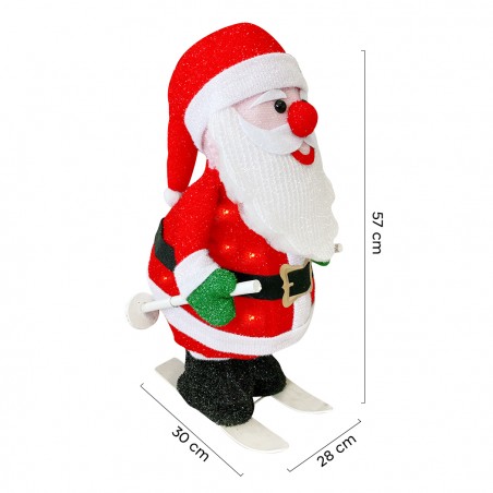 Babbo Natale con Scii 401001 Luci e Movimento Decorazione Natalizia 20x30x61cm