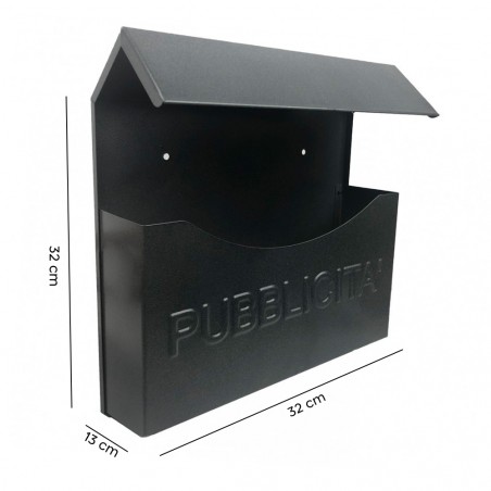 Cassetta Pubblicità Modello Iron Grey Art.711 in Ferro con Pensilina 32x13x32 cm