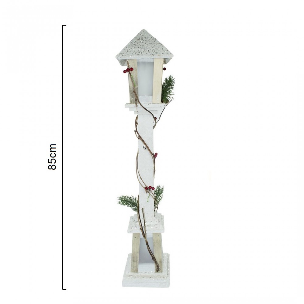Lampione di Natale 293022 legno bianco glitter...