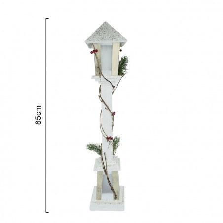 Lampione di Natale 293022 legno bianco glitter lanterna h85 cm 15 led luce calda
