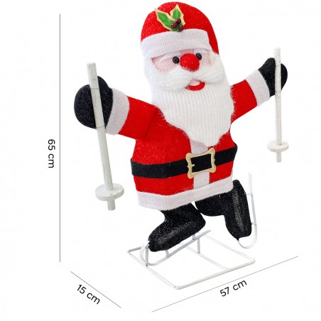 Babbo Natale sulla Neve 401004 Addobbo Natalizio con Luci e Movimento 57x15x65cm