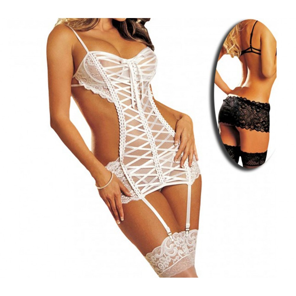 Completino sexy mod. CHANTAL by MWS AHEAD stringato con tanga incluso e schiena scoperta