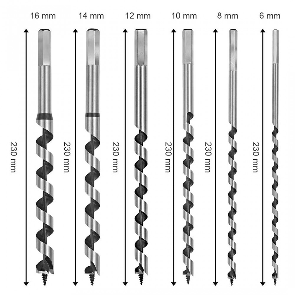 Punte per Legno 6 Pezzi Attacco Esagonale da 6...