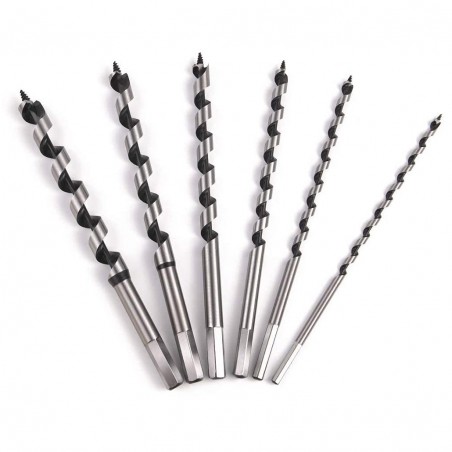 Punte per Legno 6 Pezzi Attacco Esagonale da 6 a 16 mm in Box Lunghezza 23 cm