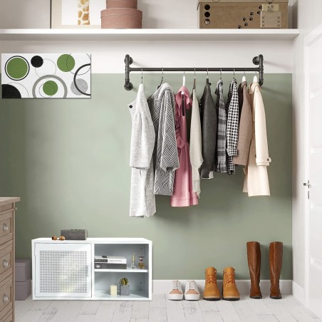 Barra Appendiabiti a Muro Salvaspazio Multiuso in Stile Industriale 110cm Nera