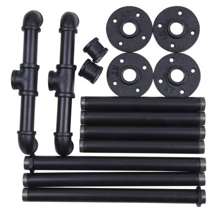 Barra Appendiabiti a Muro Salvaspazio Multiuso in Stile Industriale 110cm Nera