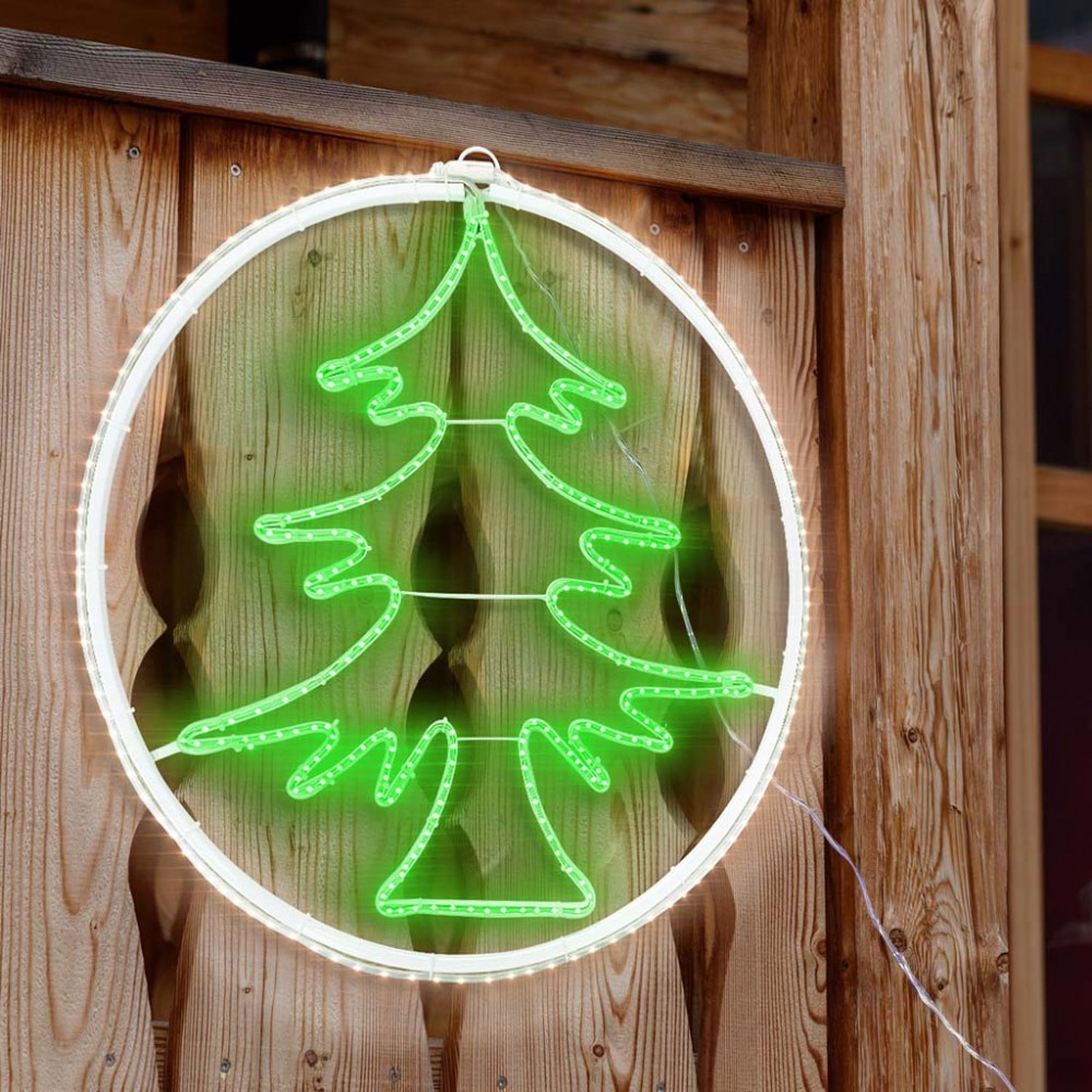 Albero di Natale Da Parete Neon 60x60cm Luce...