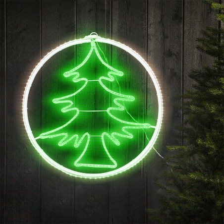 Albero di Natale Da Parete Neon 60x60cm Luce Fredda 420Led Decorazione Natalizia