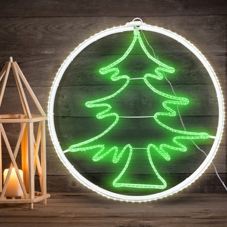 Albero di Natale Da Parete Neon 60x60cm Luce Fredda 420Led Decorazione Natalizia