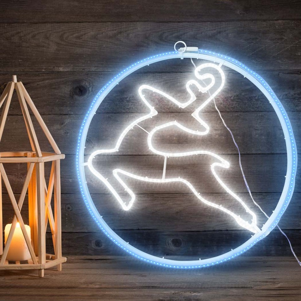 Renna Luminosa Da Parete Neon 60x60 cm Luce...