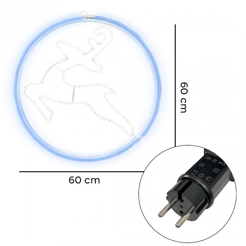Renna Luminosa Da Parete Neon 60x60 cm Luce...