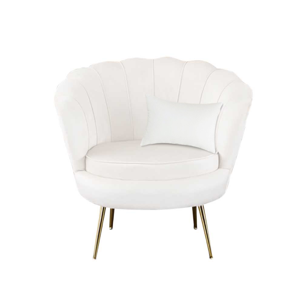 Poltrona a Conchiglia SOFIA in Velluto Vintage con Piedi Oro 75x70x74 cm Salotto