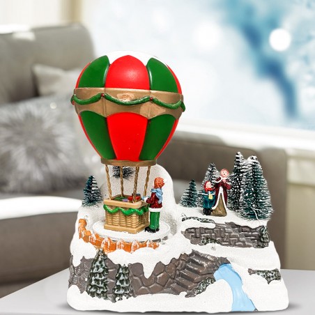 Villaggio Natalizio Mongolfiera 361014 Luci Suoni e Movimento Natale 18x12x20 cm