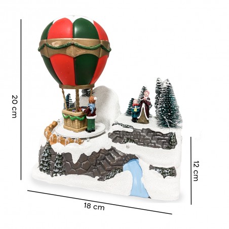 Villaggio Natalizio Mongolfiera 361014 Luci Suoni e Movimento Natale 18x12x20 cm