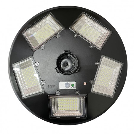 Faro Solare Stradale 053004 300W con Palo Curvo da Parete e Telecomando 55x13cm