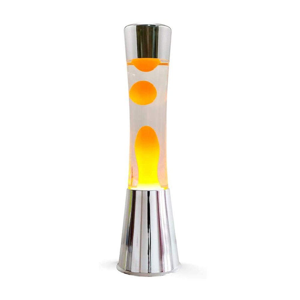 Lampada Lava Lamp 40 cm XL1771 Base Silver e Magma Giallo Design Moderno