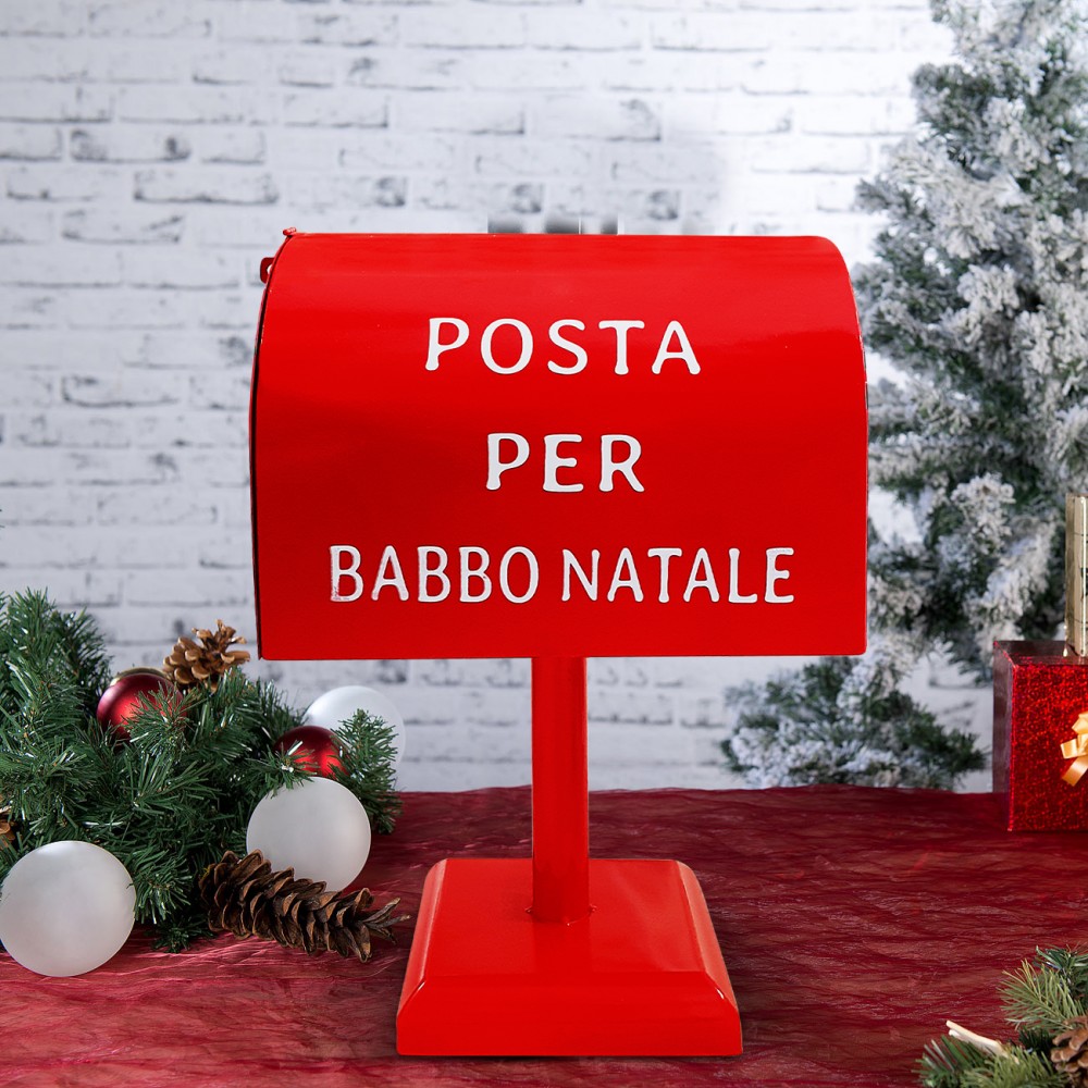 Cassetta Della Posta Di Babbo Natale Cassetta della Posta di Babbo Natale 42 cm Rossa Decorazione Natalizia